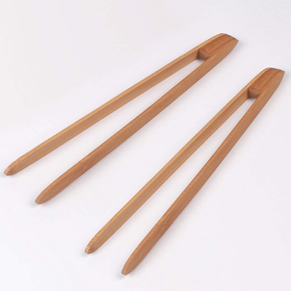 2 Pieces 9.5'' Bamboo Tongs Bamboo Toaster Tongs Natural Bamboo Kitchen Tongs Eco-Friendly Bamboo Tea Tongs Bamboo Snack Tongs F