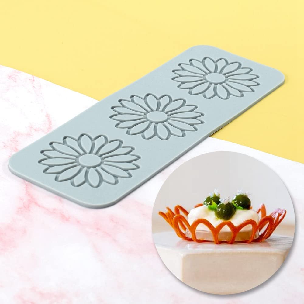 Tuke 3D Leaves Silicone Molds Flower Cake Fondant Mat Bee Leaf Pastry Moulds Rose Impression Chocolate Hollow Lace Mold (Sunflow