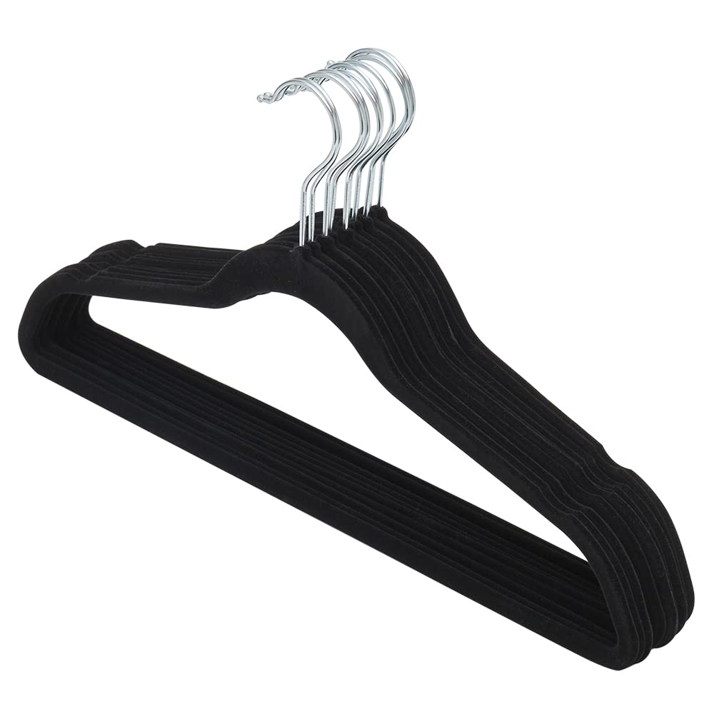 10 Pack Velvet Hanger Black