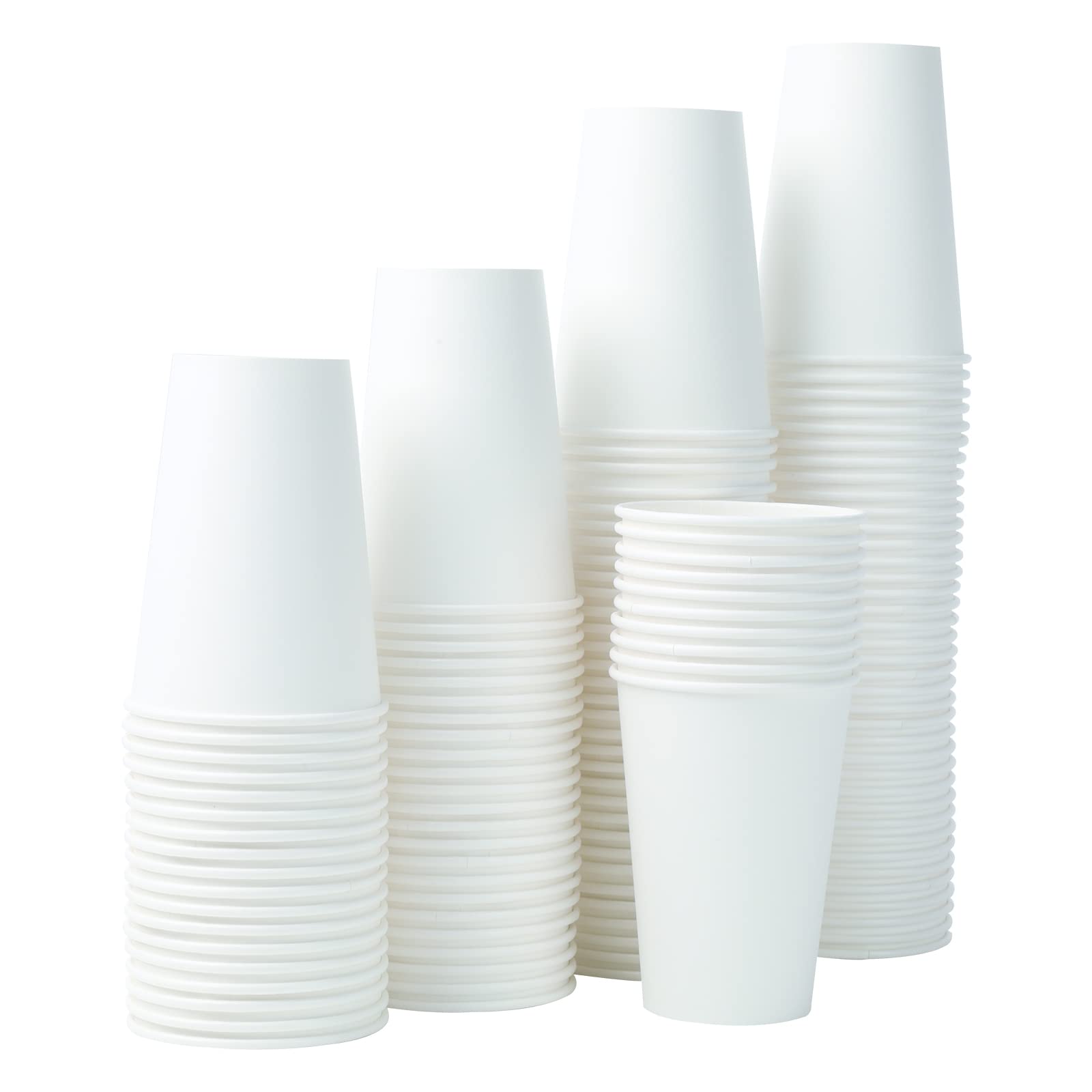 Disposable Coffee Cups, 201 Count 12 Oz Paper Coffee Cups for Cold or Hot Drinking, Paper Cups 12 Oz White Disposable Coffee Cup