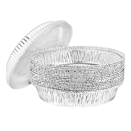 Premium Heavy-Duty Aluminum Foil Round Pan Set With Dome Lid - 7.5'' (48 Packs Of 4) - Perfect For Baking, Roasting, & Food Stor
