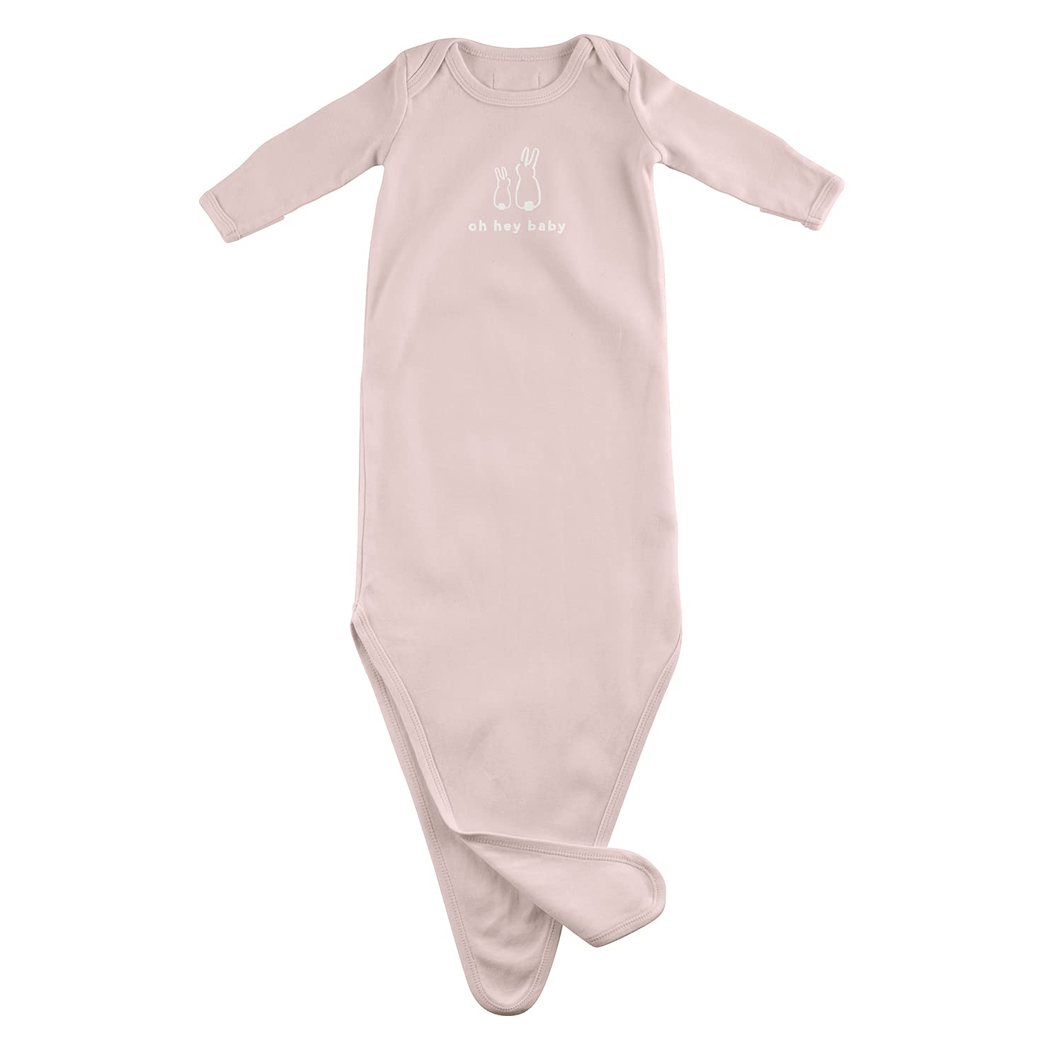 Stephan Baby Face to Face Collection Newborn Knotted Gown  Pink Bunnies  Oh Hey Baby  Fits 0-6 Months
