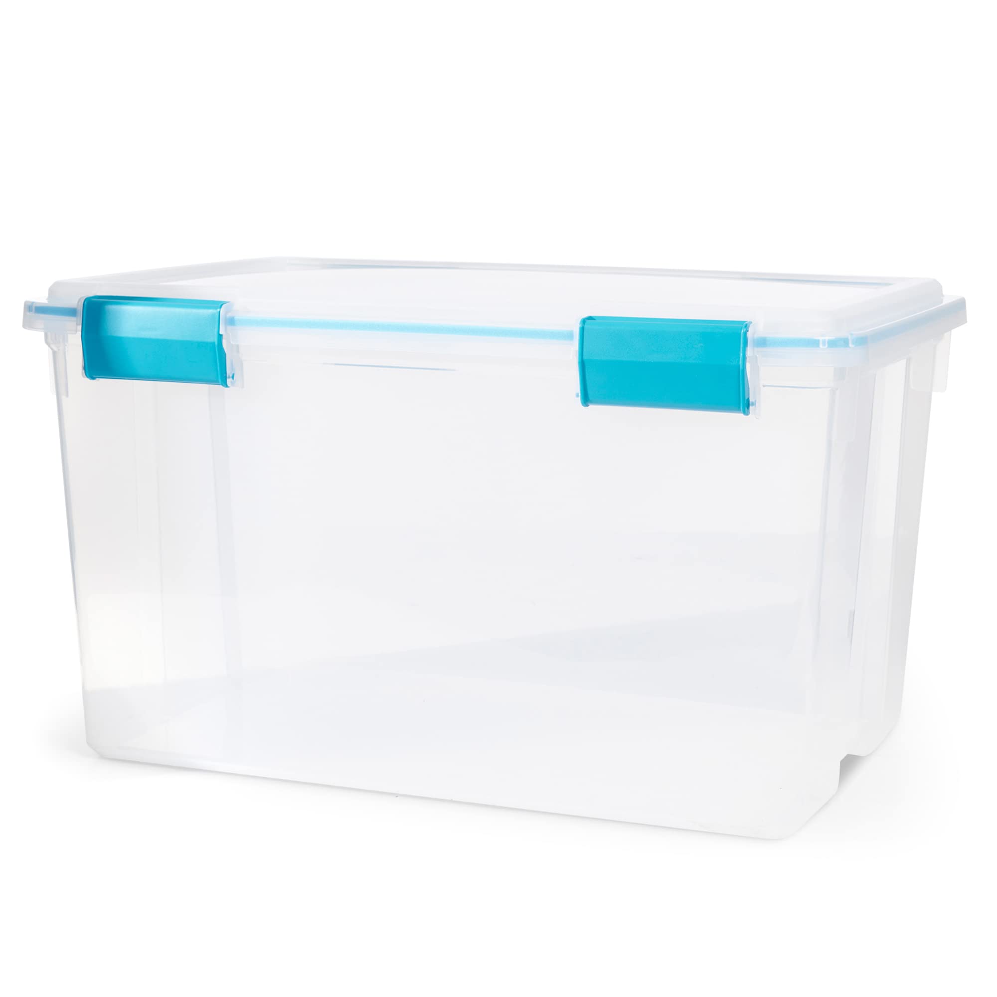 Sterilite 54 Qt Gasket Box, Stackable Storage Bin With Latching Lid And Tight Seal, Plastic Container To Organize Basement, Clea