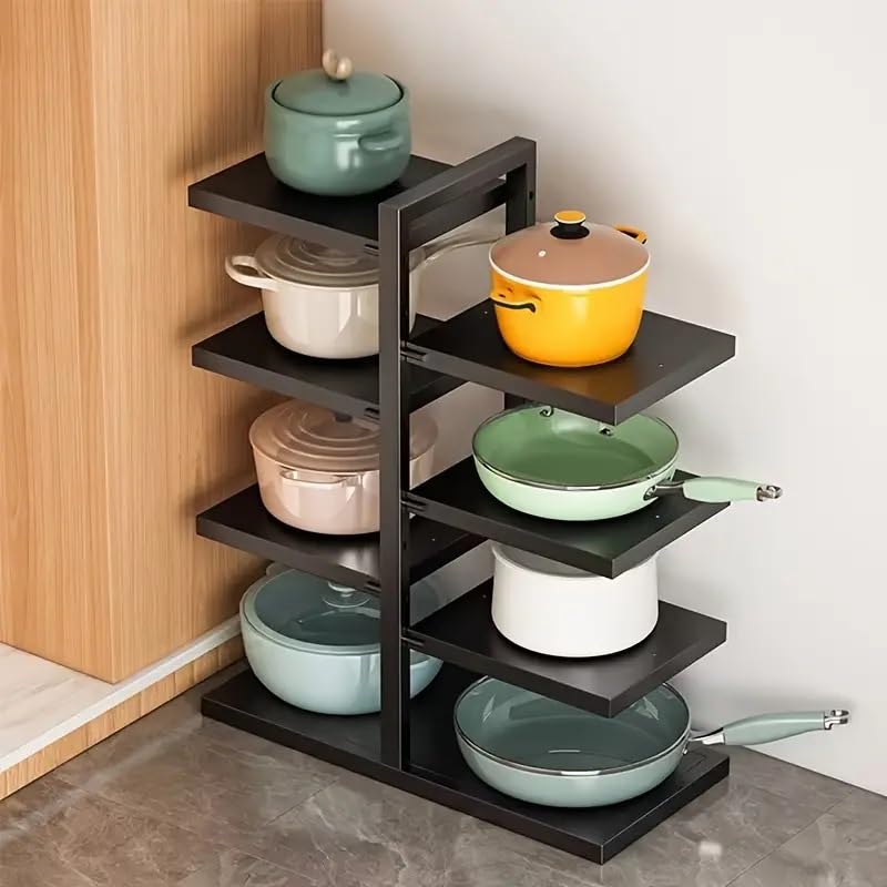 Geo Fashion Metal 8 Tier Heavy Duty Pot And Pan Organizer For Cabinet, 21 Inch Adjustable Countertop Tiered Shelf Rack For Kitch