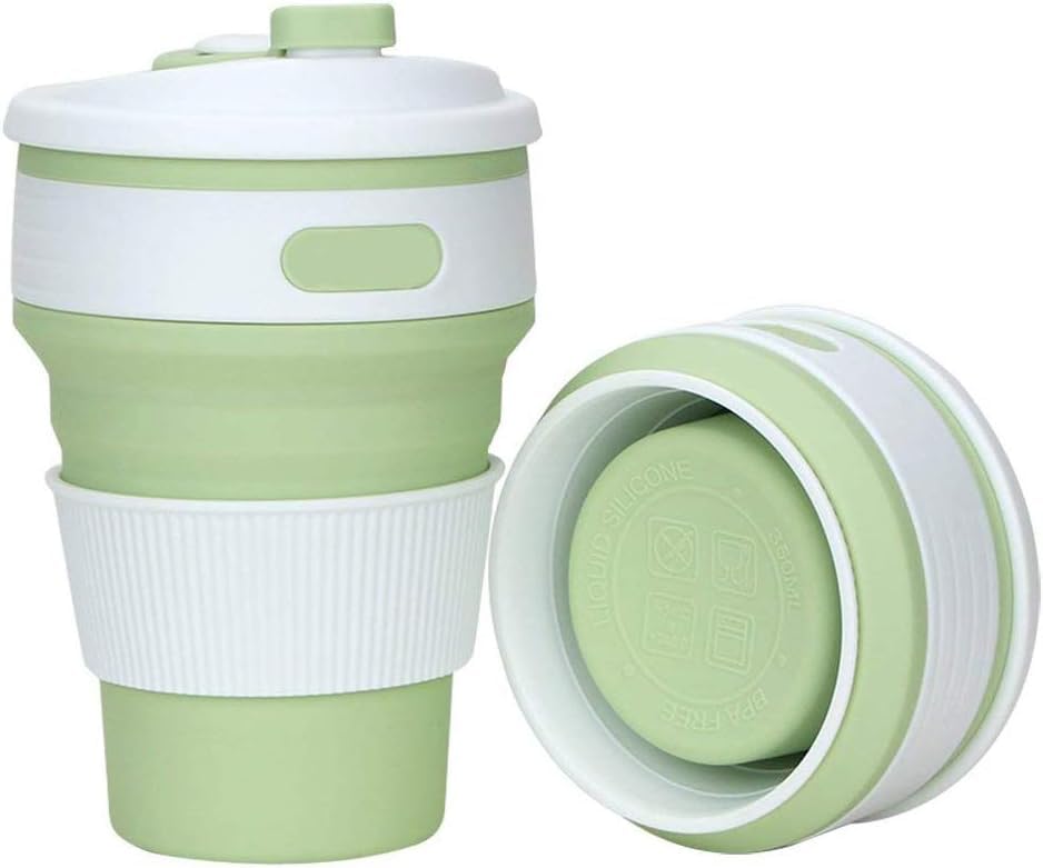 Qidvok 1PCS Pelikas Silicone Collapsible Travel Coffee Mug with Lid | Portable, LeakProof Drinking Tumbler Cup for Office, Trav