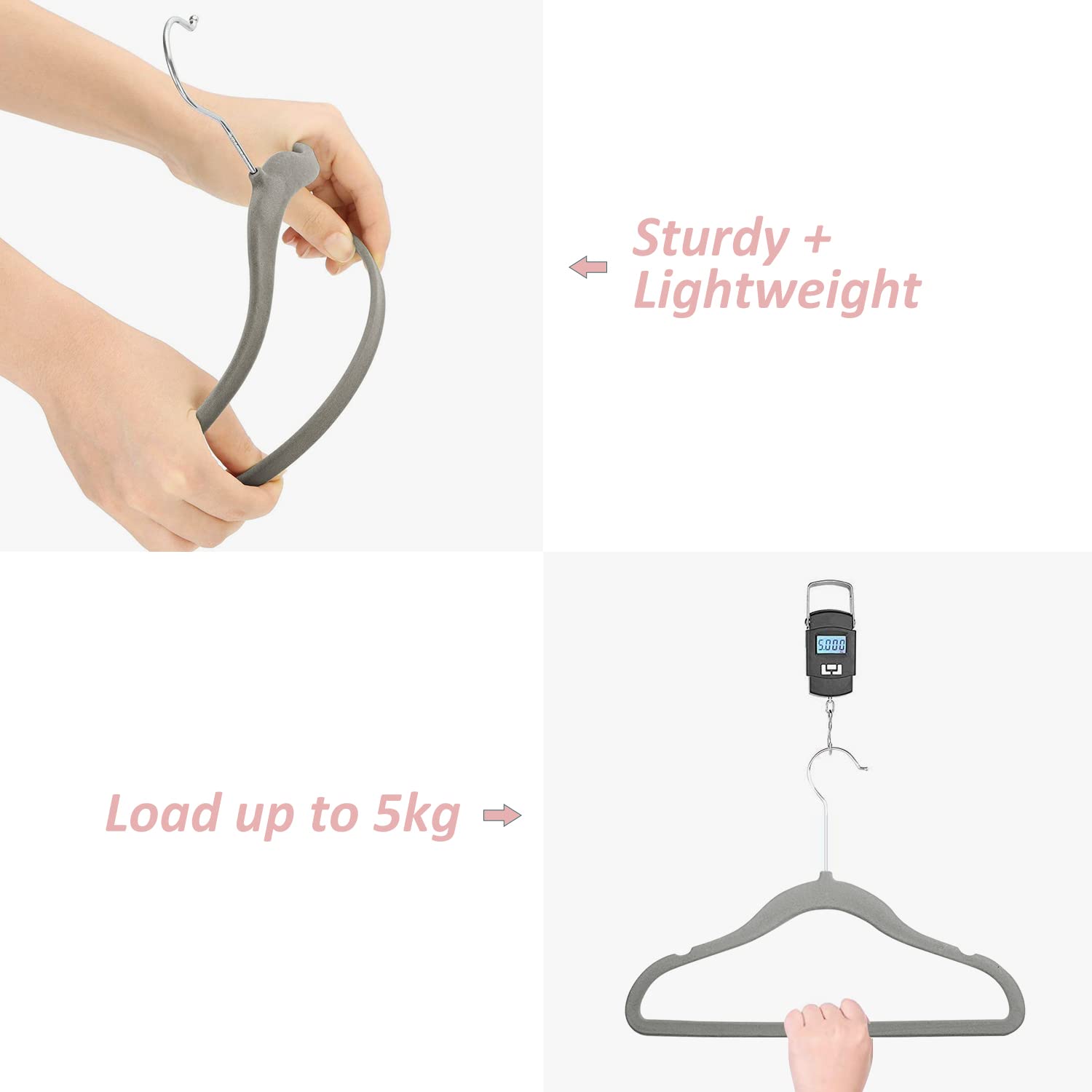 Mangokit Childrens-Clothes-Hangers, 30 Pack (28Cm, Gray) - Non-Slip Velvet Baby Hangers With 360 Degree Rotatory Hook, Ultra-Sli