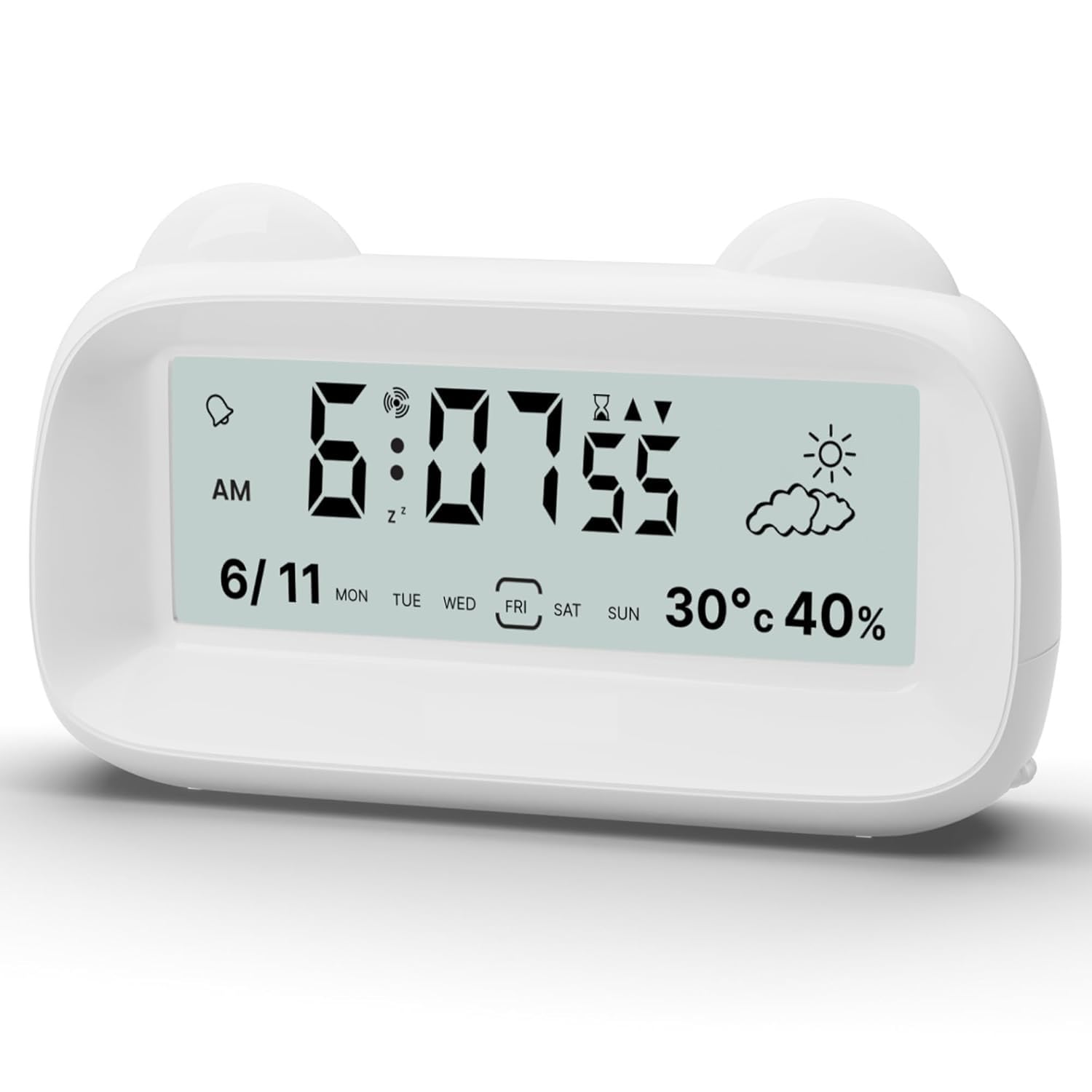 Home Skill Digital Alarm Clock With Temperature & Humidity Display, Ideal For Heavy Sleepers Battery Powered, Alarm, Weather Ico
