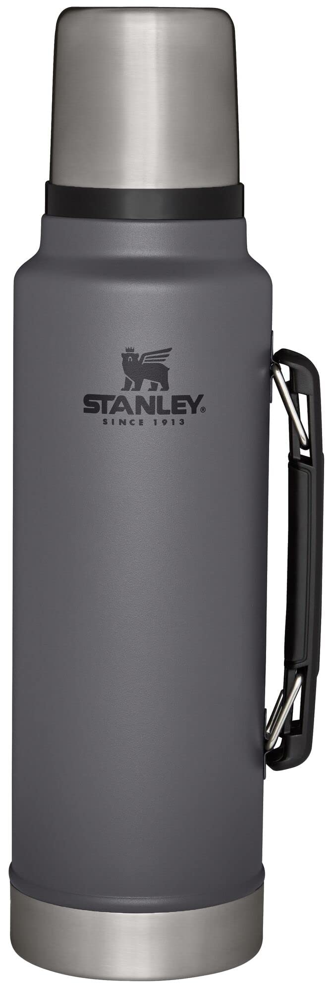 Stanley Classic Vacuum Insulated Wide Mouth Bottle - Charcoal - Bpa-Free 18/8 Stainless Steel Thermos For Cold & Hot Beverages -