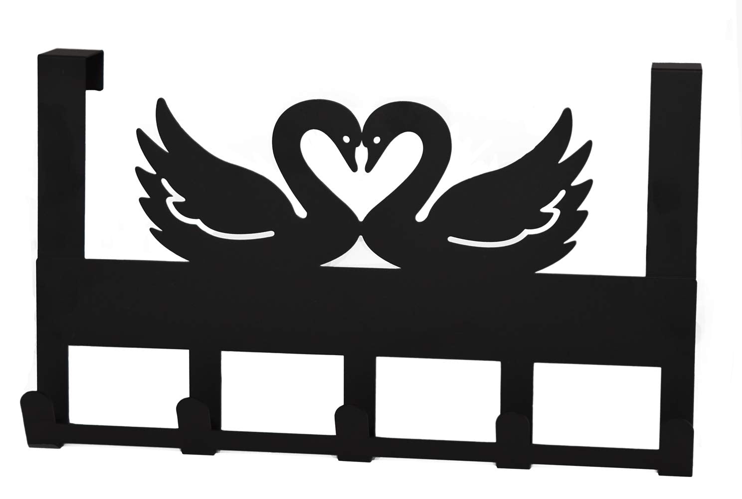 Mango Steam Over-The-Door Organizer Hanger For Towels, Hats, Hoodies, Coats, Backpacks, & Keys (Swan, Black)