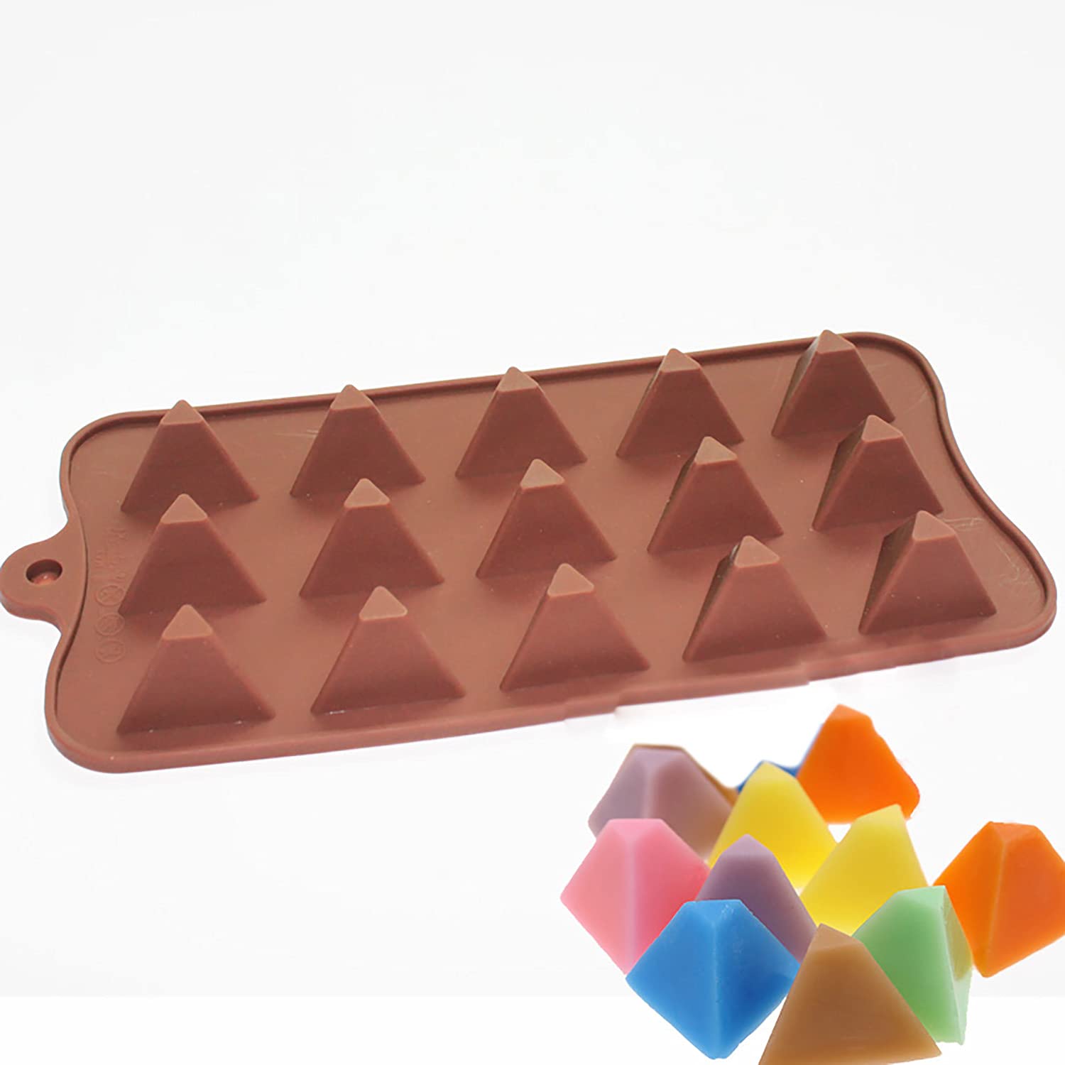 X-Haibei Mini Pyramid Ice Cube Truffles Chocolate Candy Cookies Tray Soap Silicone Mold 15-Cavity