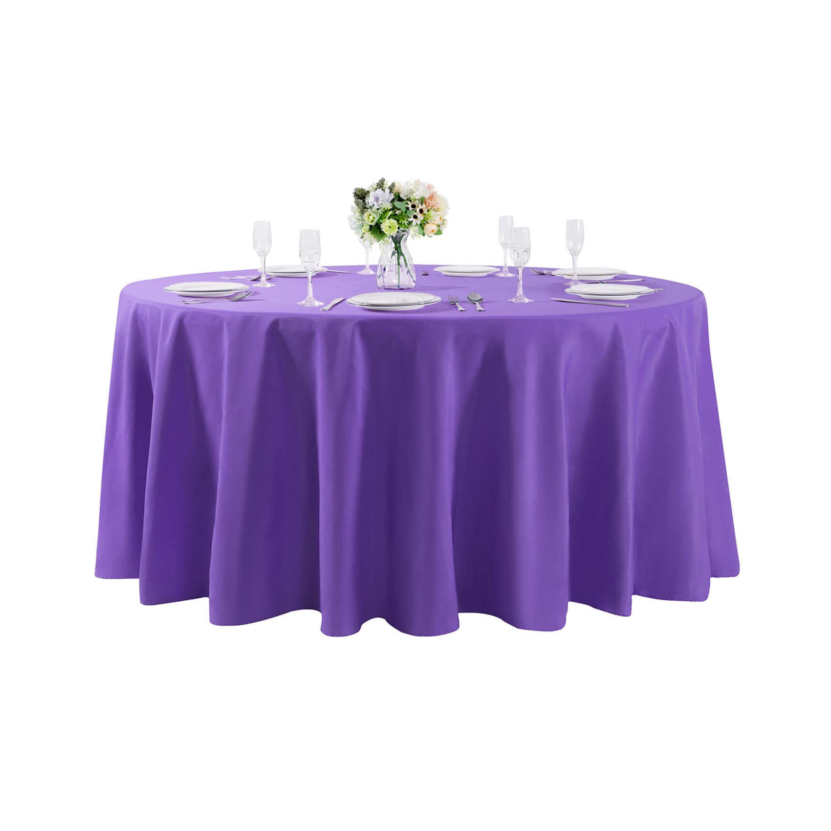 108 Inch Round Tablecloth Washable Polyester Table Cloth Decorative Table Cover For Wedding Party Dining Banquet(108 Inch,Purple