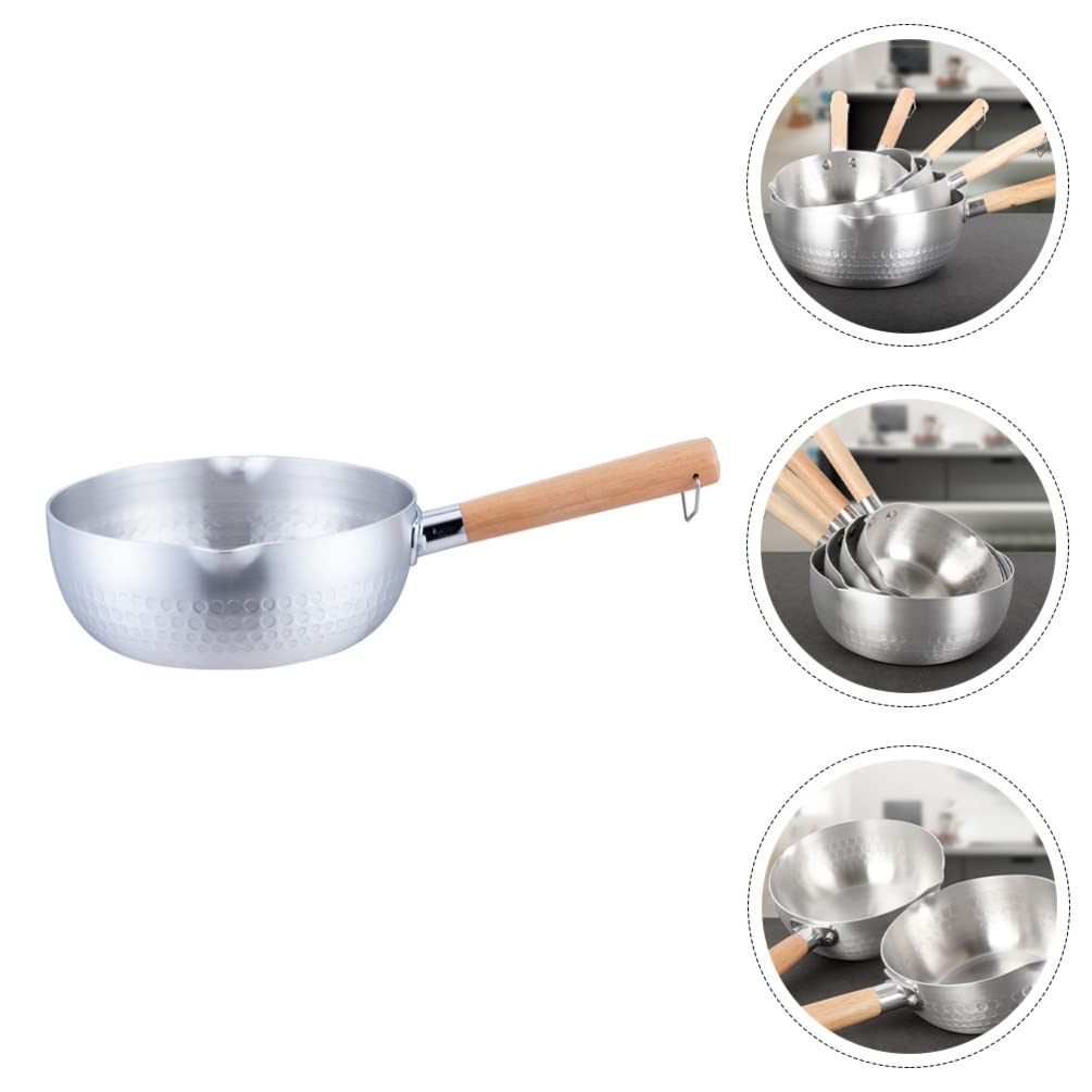 Hemoton Nonstick Saucepan Stainless Steel Yukihira Pan Small Sauce Pot Traditional Japanese Saucepan With Wooden Handle For Rame