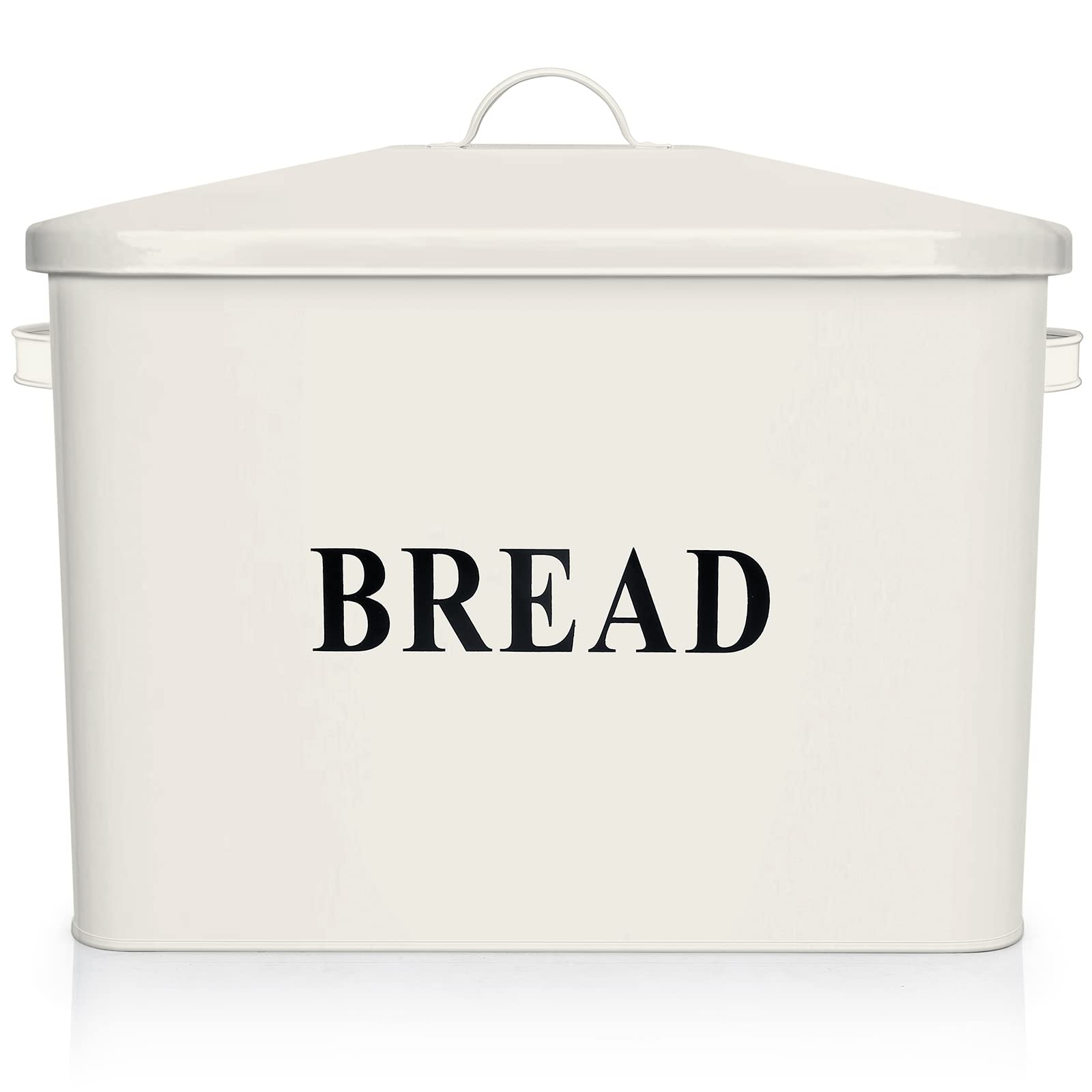 E-Far Cream Bread Box For Kitchen Countertop, Metal Bread Bin Holder For Modern Farmhouse Decor, Extra Large & High Capacity Sto