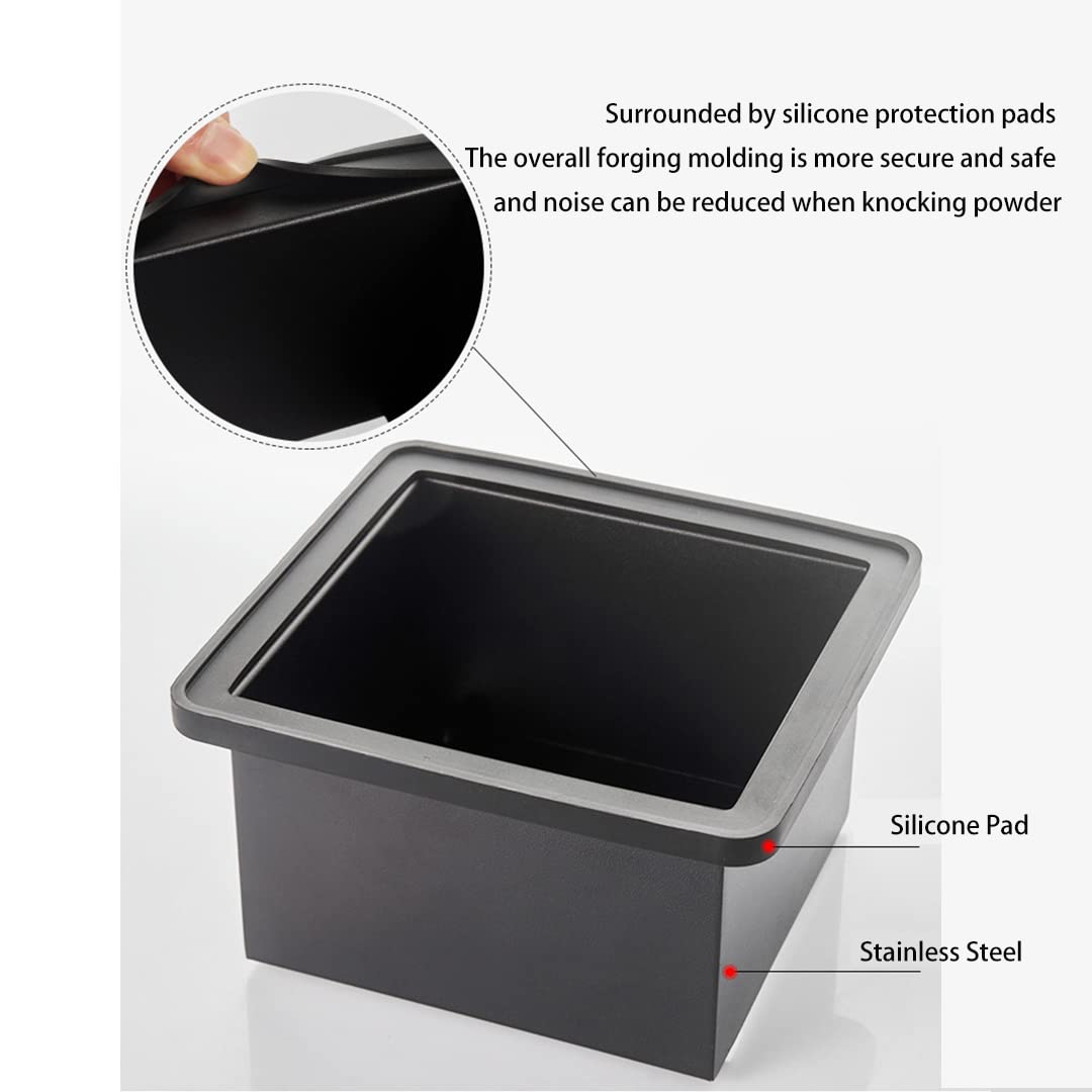Coffee Knock Box, Stainless Steel Dump Bin Espresso Knock Box For Coffee Grounds With Removable Non-Slip Base Shock-Absorbent Fo