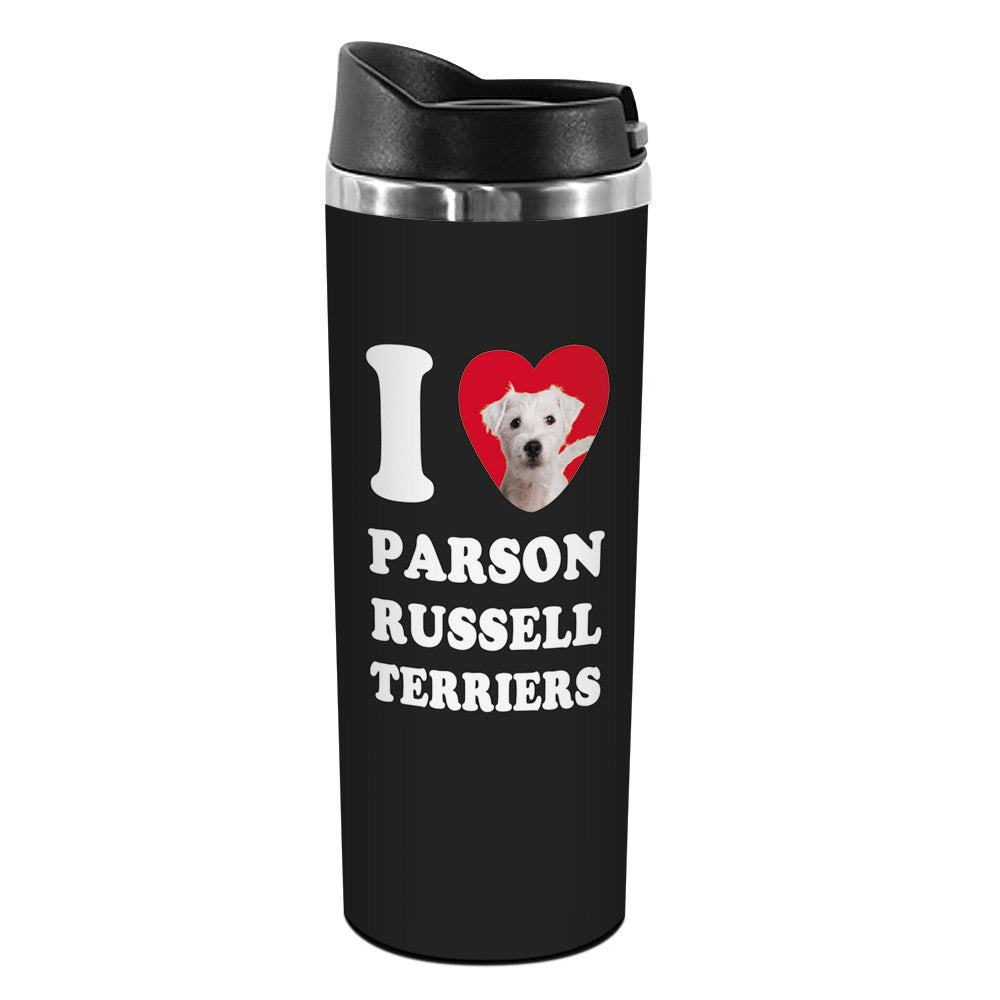 Tree-Free Greetings Tt42097 I Heart Parson Russell Terriers 18-8 Double Wall Stainless Artful Tumbler, 14-Ounce, White