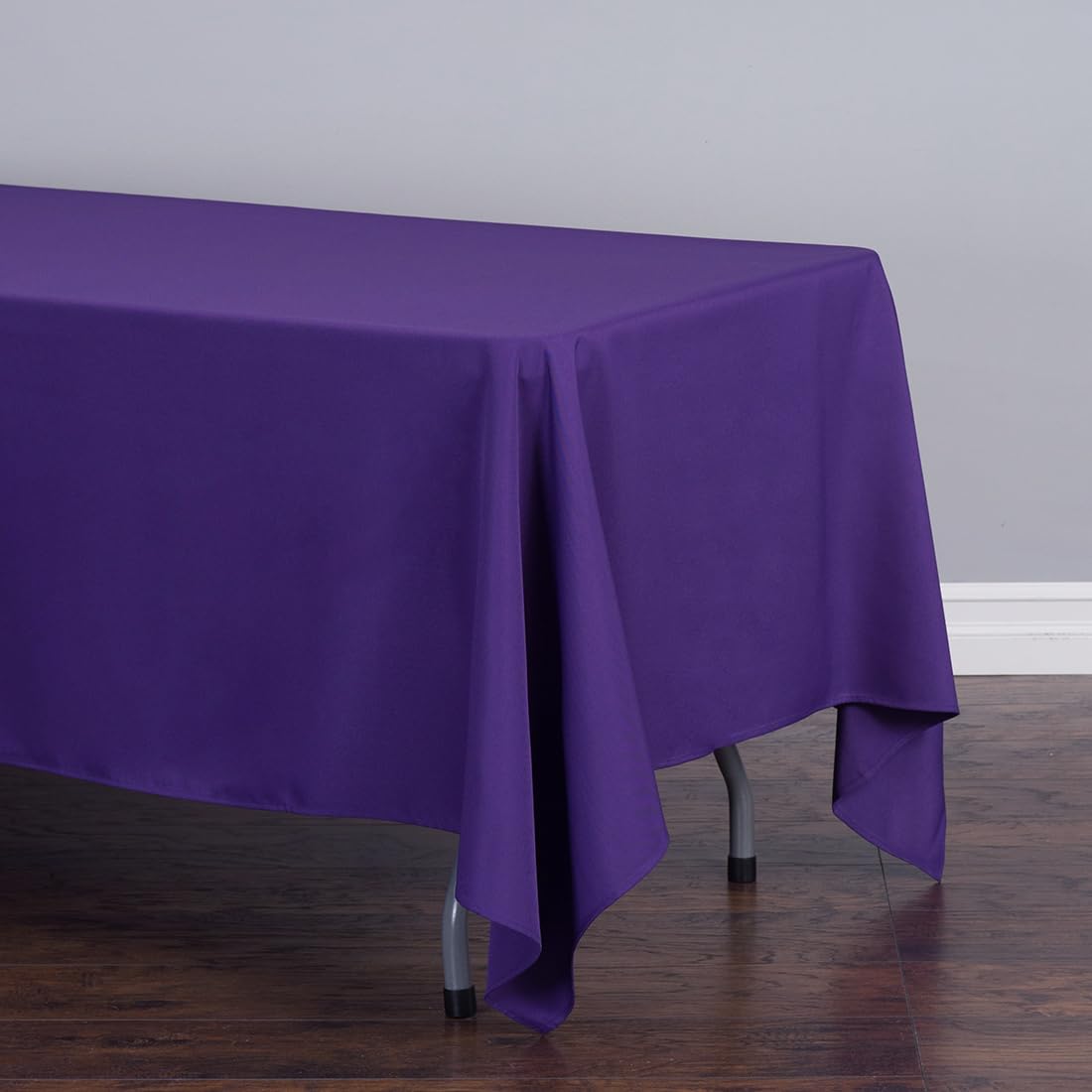 Ltc Linens 5 Pack Purple Rectangular Tablecloths 70 X 120 Inches For 6 Ro 8 Feet Rectangle Banquet Tables With Half-Drop - Stain