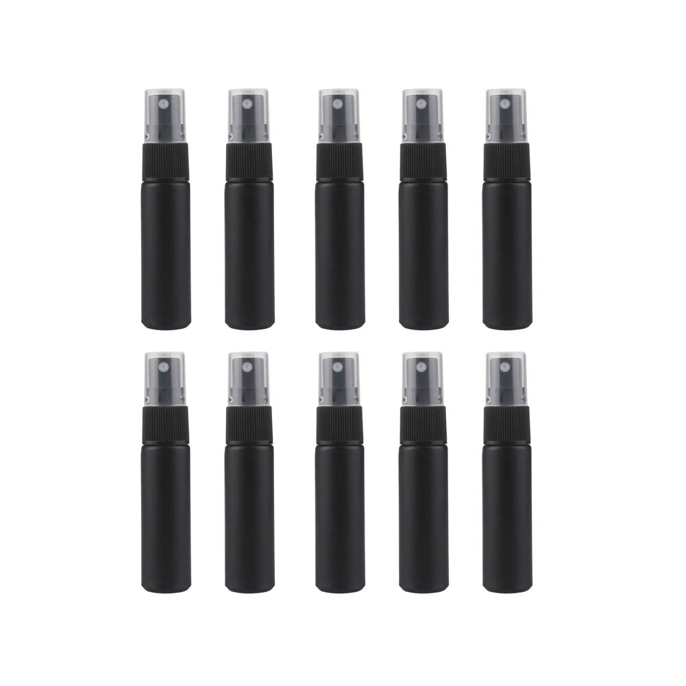 Constore 10ml Matt Black Frosted Glass Spray Bottle Fine Mist Atomizers Empty Refillable Sample Perfume Vials Travel Portable Sa