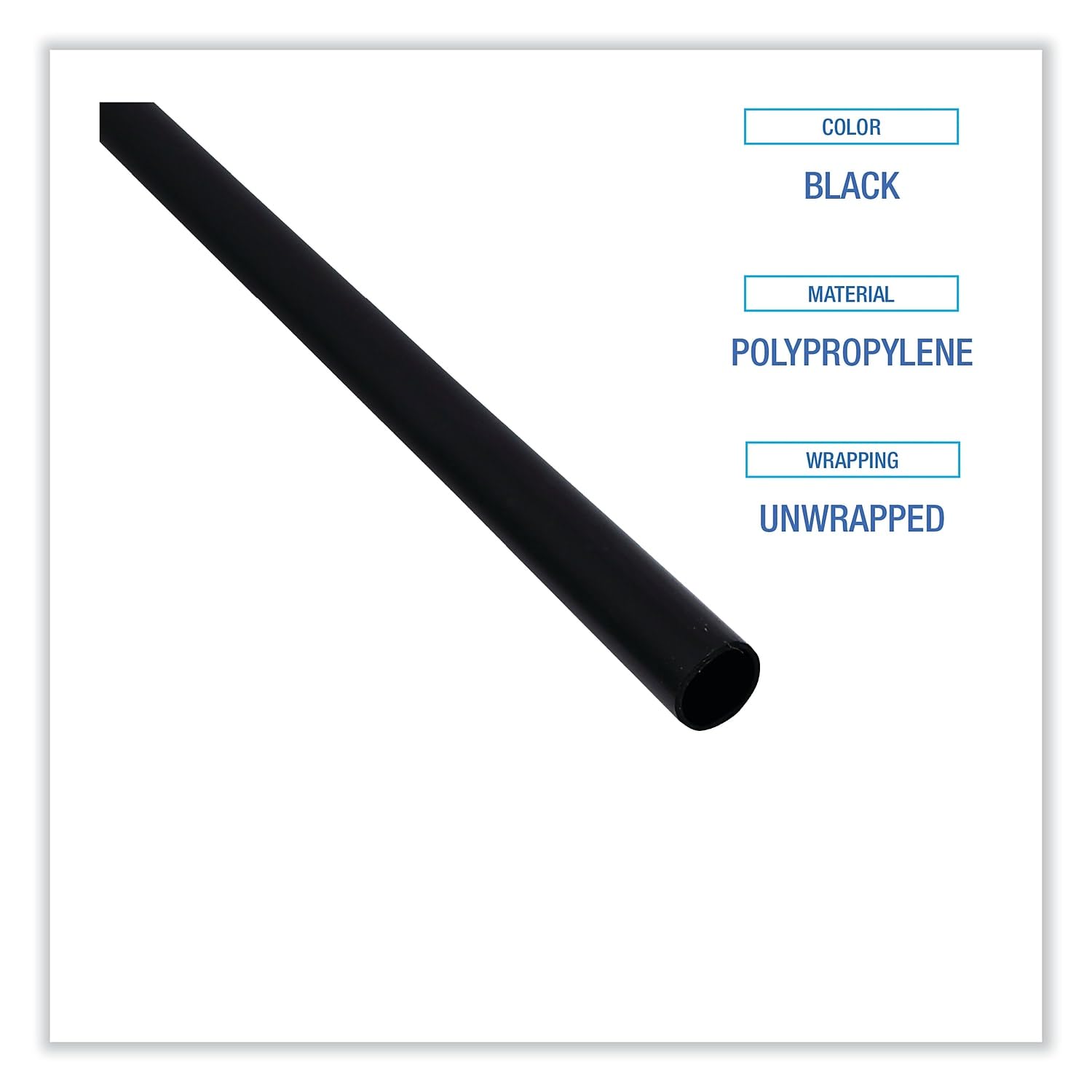 Boardwalk Stru525B10Pk Unwrapped Single-Tube Stir-Straws, 5 1/4-Inch, Black, 1000/Pack