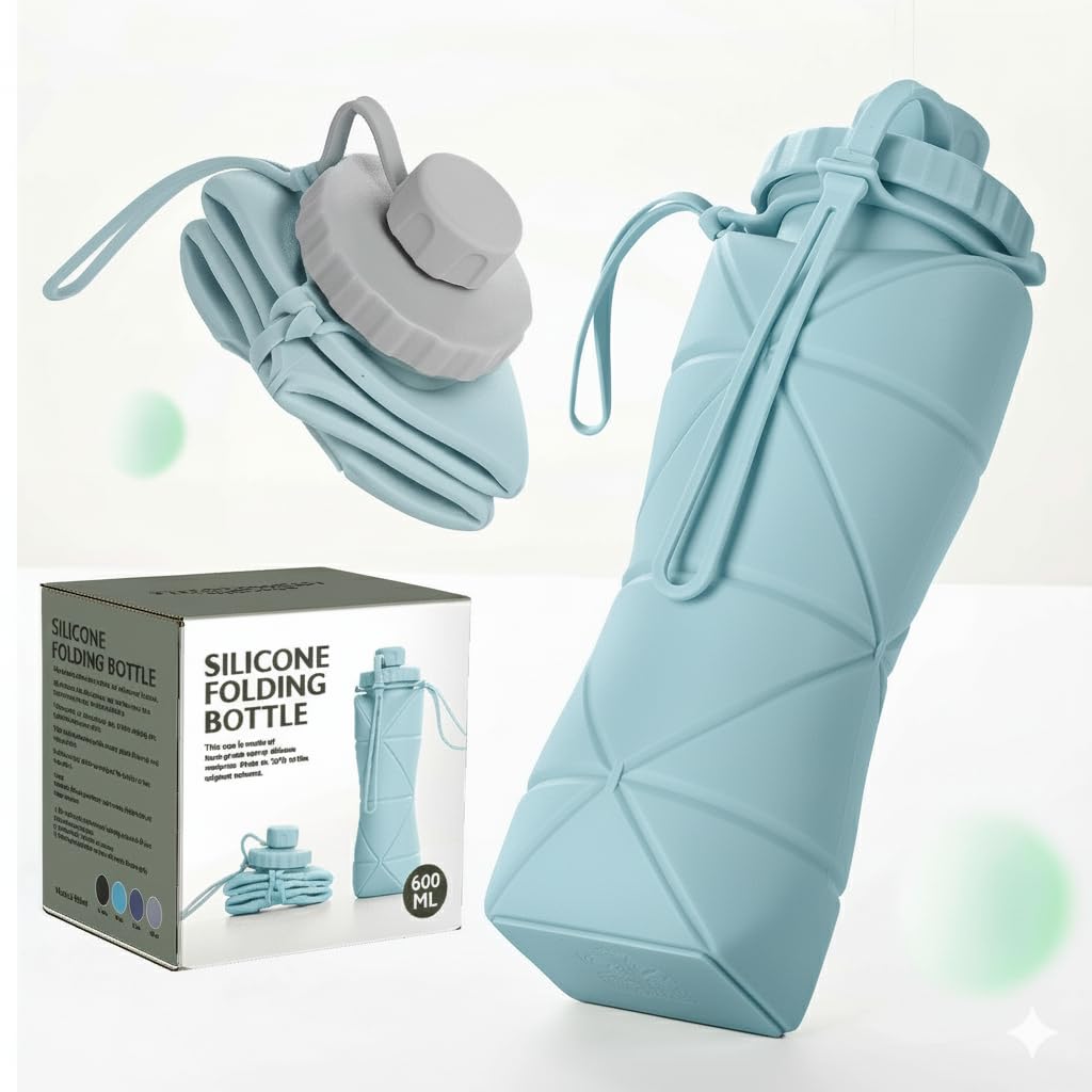 Jmax Folding Silicone Water Bottle | Sports Water Bottle For Outdoor Travel | Portable Leakproof Water Cup For Running Cycling L