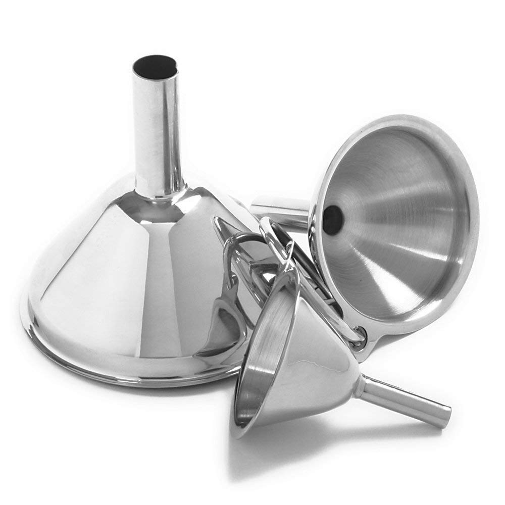 Norpro 3-Piece Stainless Steel Funnel Set, Large, Medium, And Small Mouth (2-Sets Total)