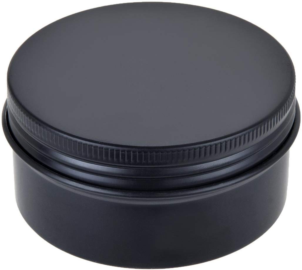 Healthcom 6 Oz 12 Packs Black Round Aluminum Tin Cans Screw Top Metal Steel Tins Empty Slip Slide Cosmetic Sample Containers Sto