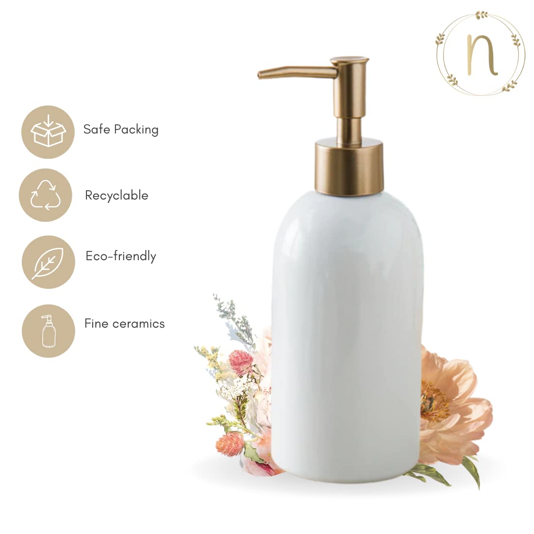 Nestasia Ceramic Long-Lasting Liquid Handwash Soap Dispenser Pump for Bathroom | Handwash Bottle for Kitchen | Soap Dispenser fo