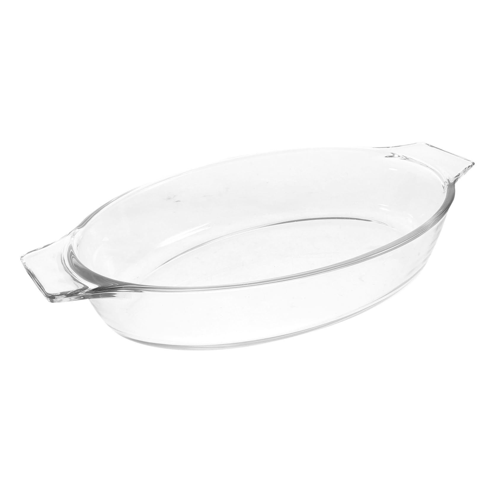 JECOMPRIS Glass Baking Dish Oval Pie Pan with Double Handles Oven Safe Bakeware for Casseroles Roasting Cheese Microwave Freezer