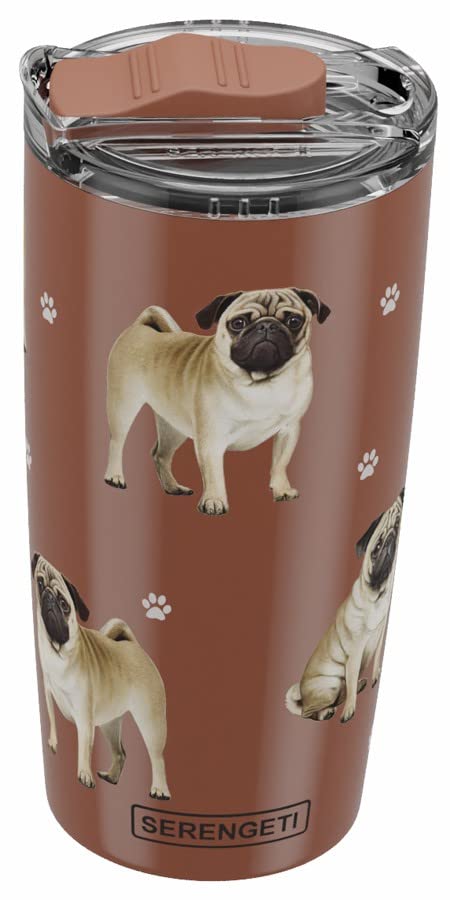 Pug Serengeti 20 Oz. Stainless Steel, Vacuum Insulated Tumbler With Spill Proof Lid - 3D Print - Insulated Travel Mug For Hot Or