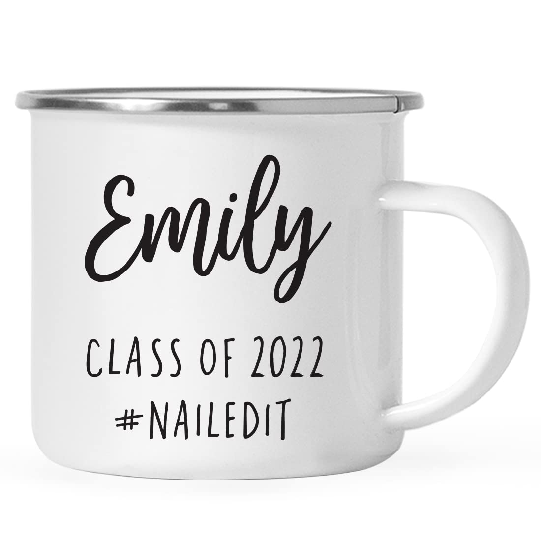 Andaz Press Personalized Custom 11Oz. Graduation Stainless Steel Campfire Coffee Mug Gift, Emily Class Of 2024# Nailedit, 1-Pack