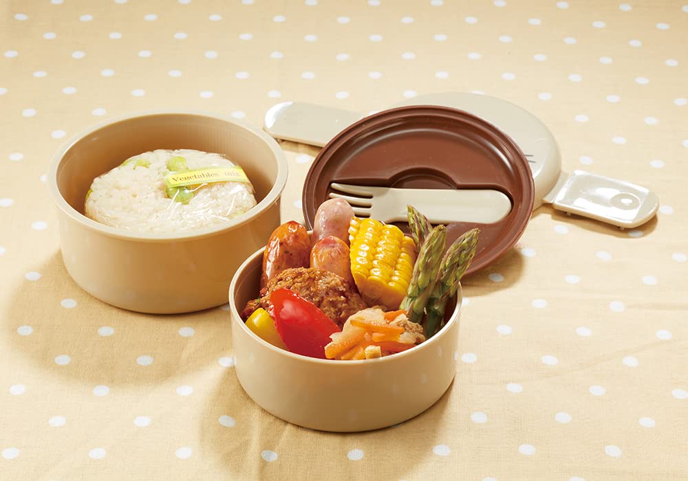 Nekotto Round Lunch Box Two-Stage (With A Fork)