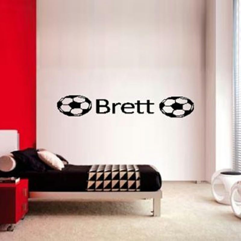 GADGETS WRAP Wall Decal Vinyl Sticker Boys Name Soccer Ball for Office Home Wall Decoration