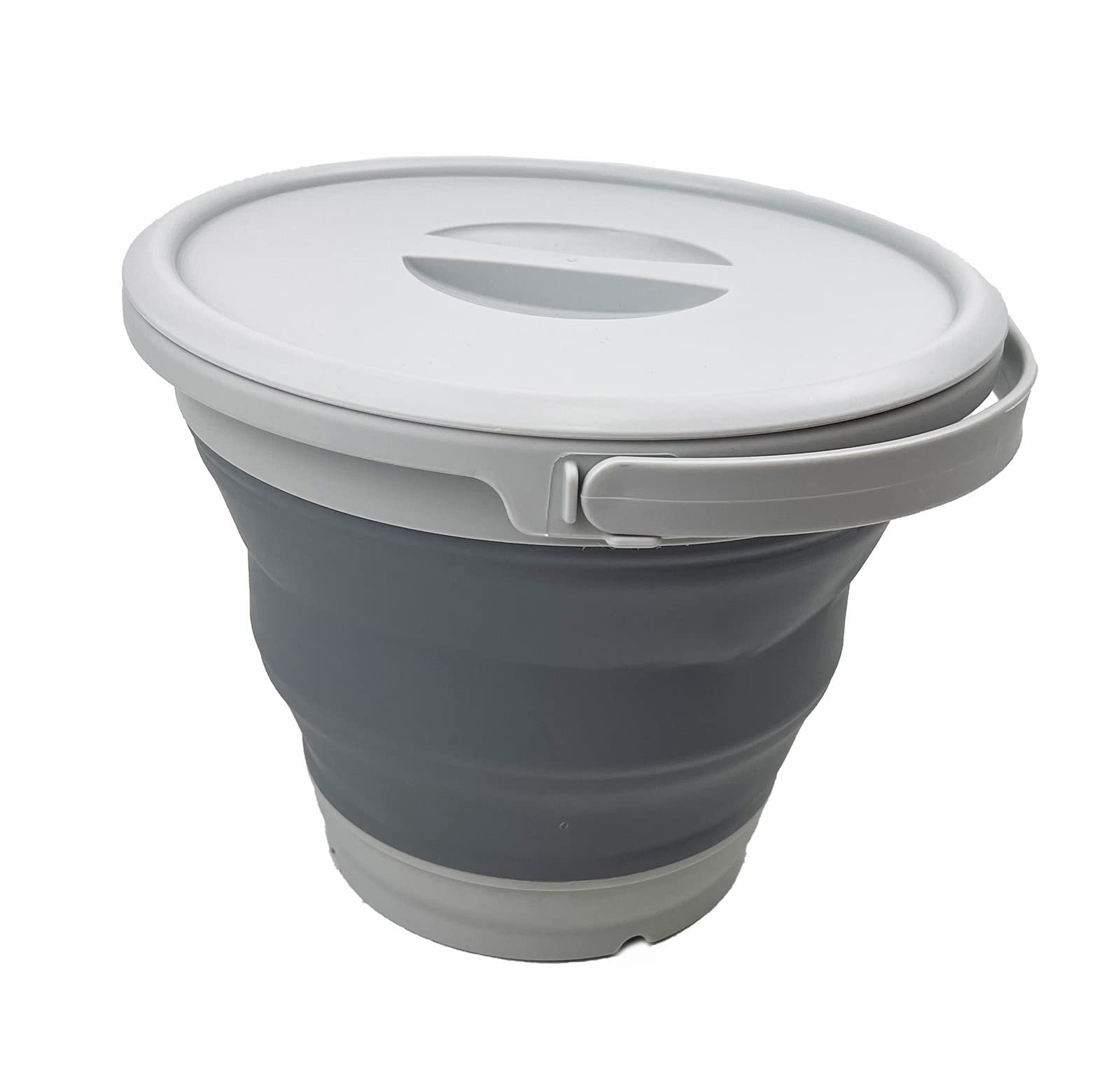 Sammart 5.5L (1.4 Gallon) Collapsible Plastic Bucket With Lid - Foldable Round Tub With Lid - Portable Fishing Water Pail - Spac