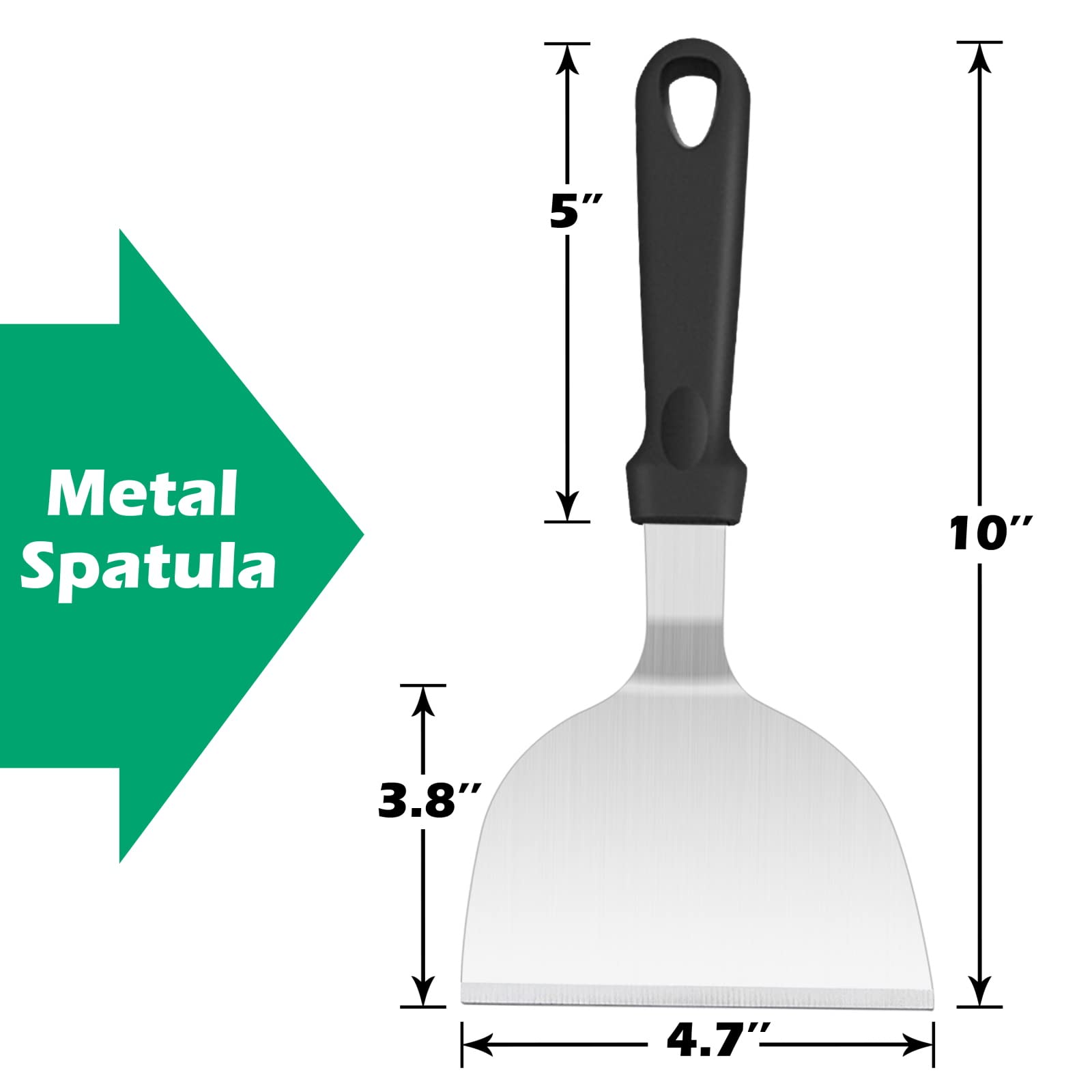 Metal Spatula Set Of 2, Hasteel 10 X 4.7In Stainless Steel Griddle Turner Flipper, Flat Top Griddle Teppanyaki Hibachi Tools For