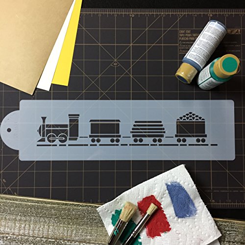Designer Stencils Train With Track Cake Foodgrade Stencil, 2 X 11.3 Inches