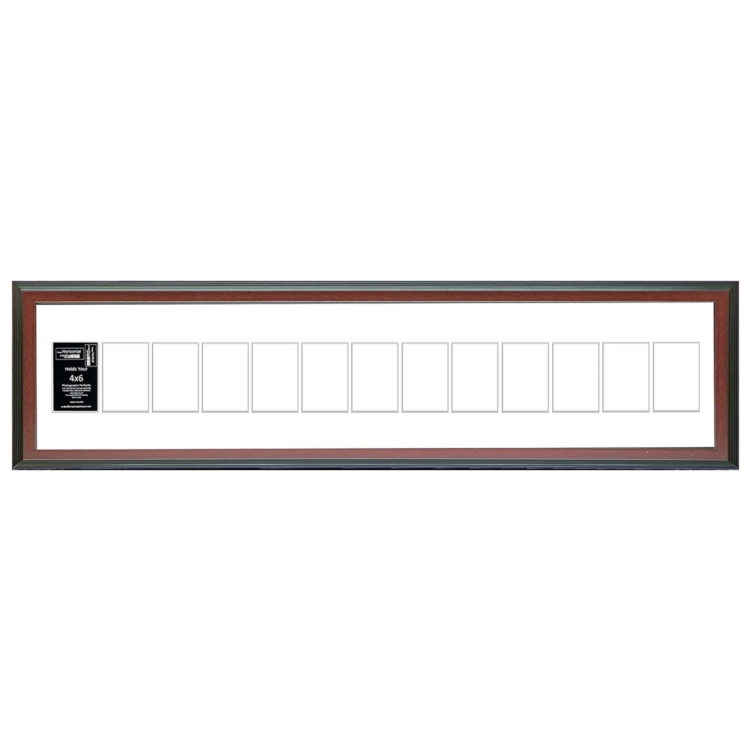 Creative Letter Art 4    x 6    Multiple Opening Picture Frame Collage with 13 holes, Congress Mahogany Frame with 10 x 54-inch 