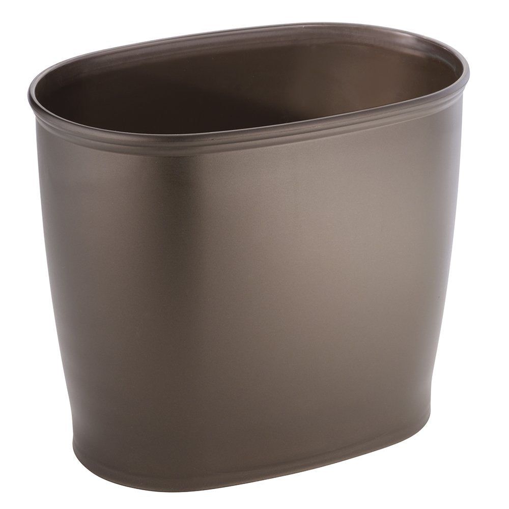 Idesign Oval Plastic Trash Can For Bath, Bedroom, Office - The Kent Collection - 12'' X 8'' X 10'', Bronze