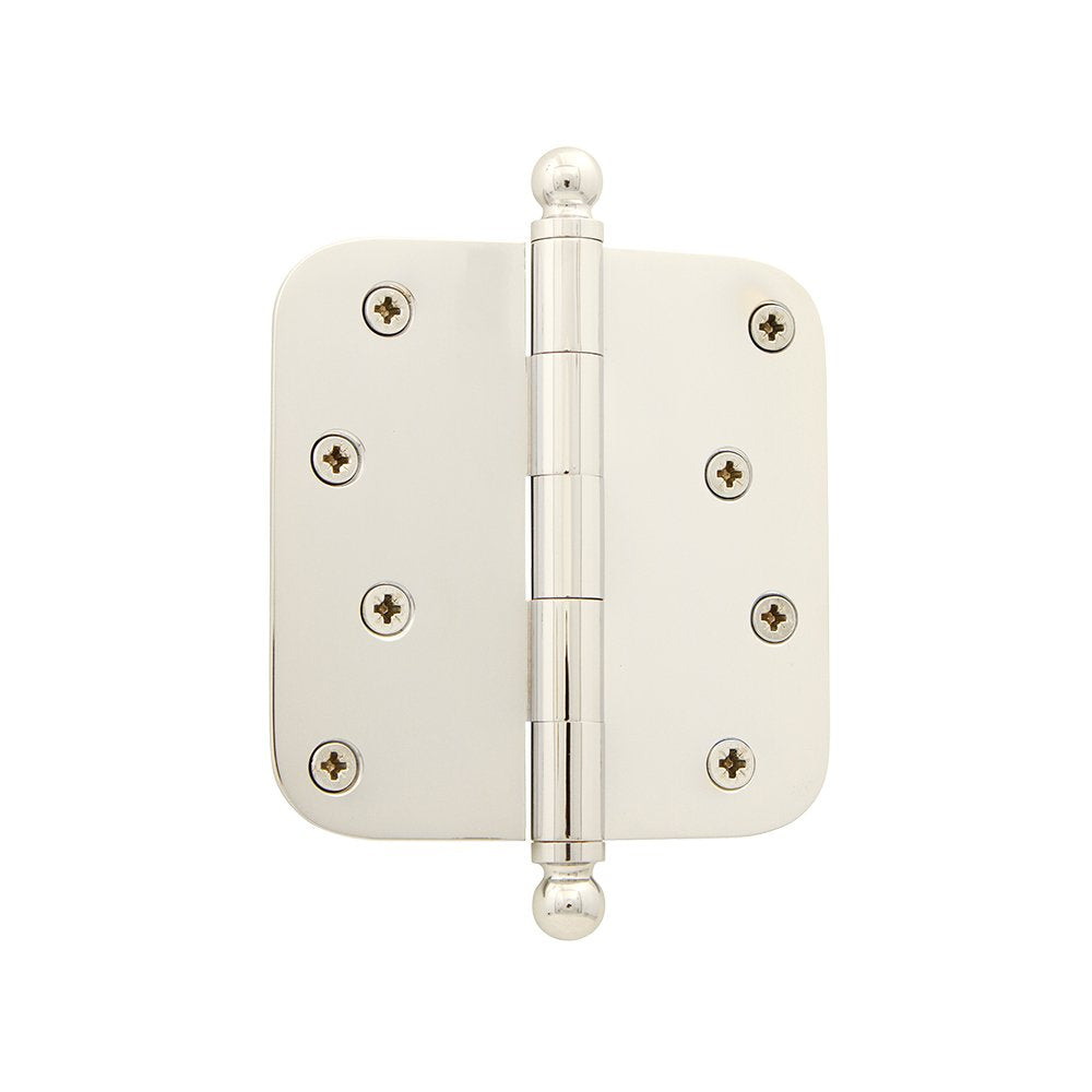 Grandeur Hardware 809724 4 Ball Tip Residential Hinge with 5/8 Radius Corners, 4 x 4, Polished Nickel