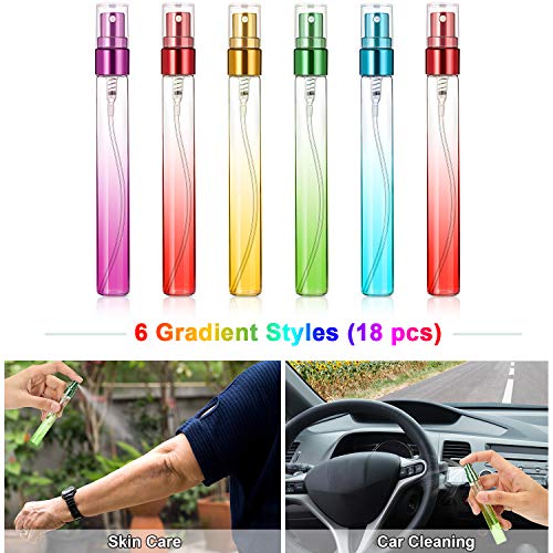 18 Pieces Mini Perfume Spray Bottles 10 Ml Colorful Glass Fine Mist Sprayer Empty Spray Bottles Refillable Container Perfume Ato