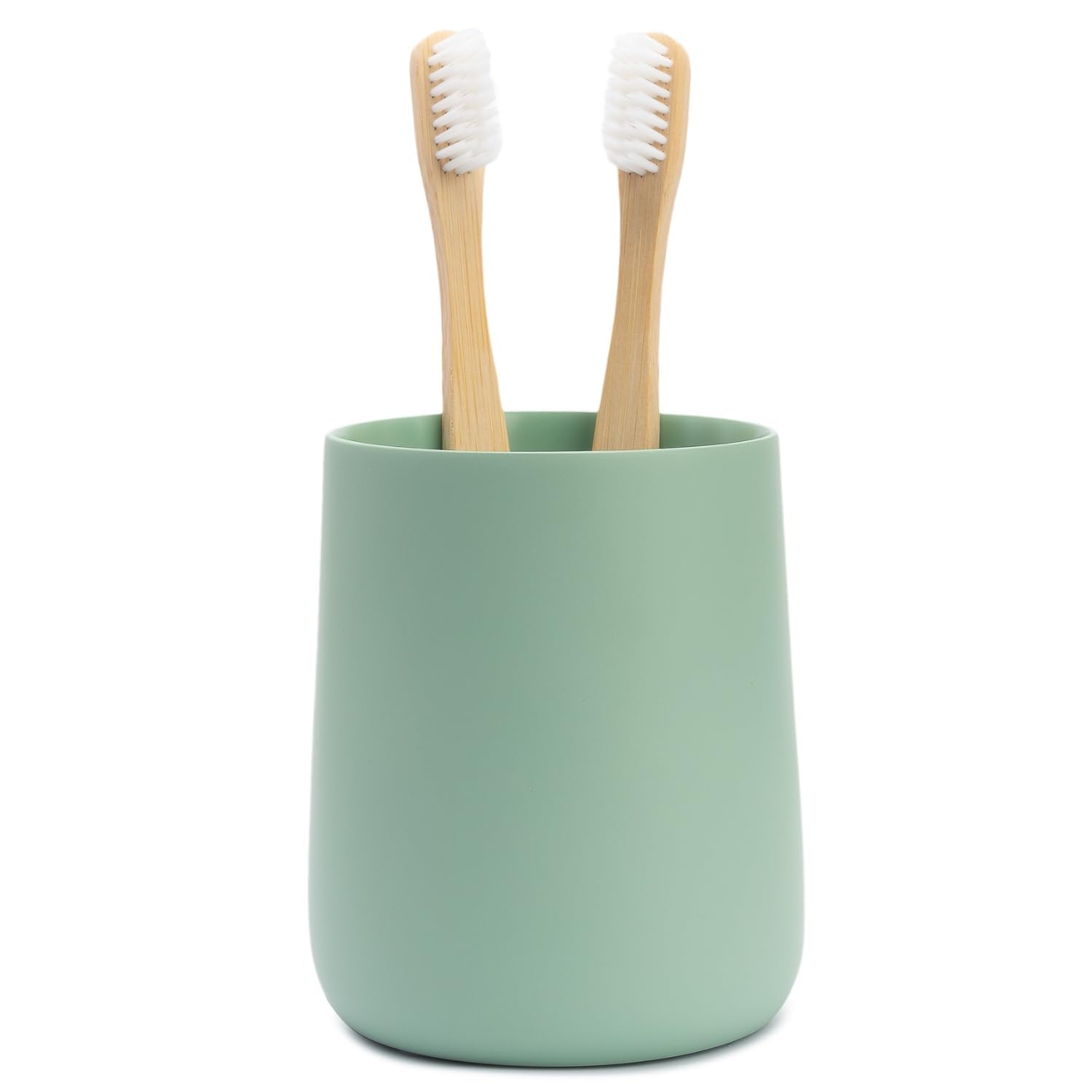 Yew Design Matte Sage Green Toothbrush And Toothpaste Holder And Cup For Bathroom Vanity And Countertop, Round Organizer For Ele
