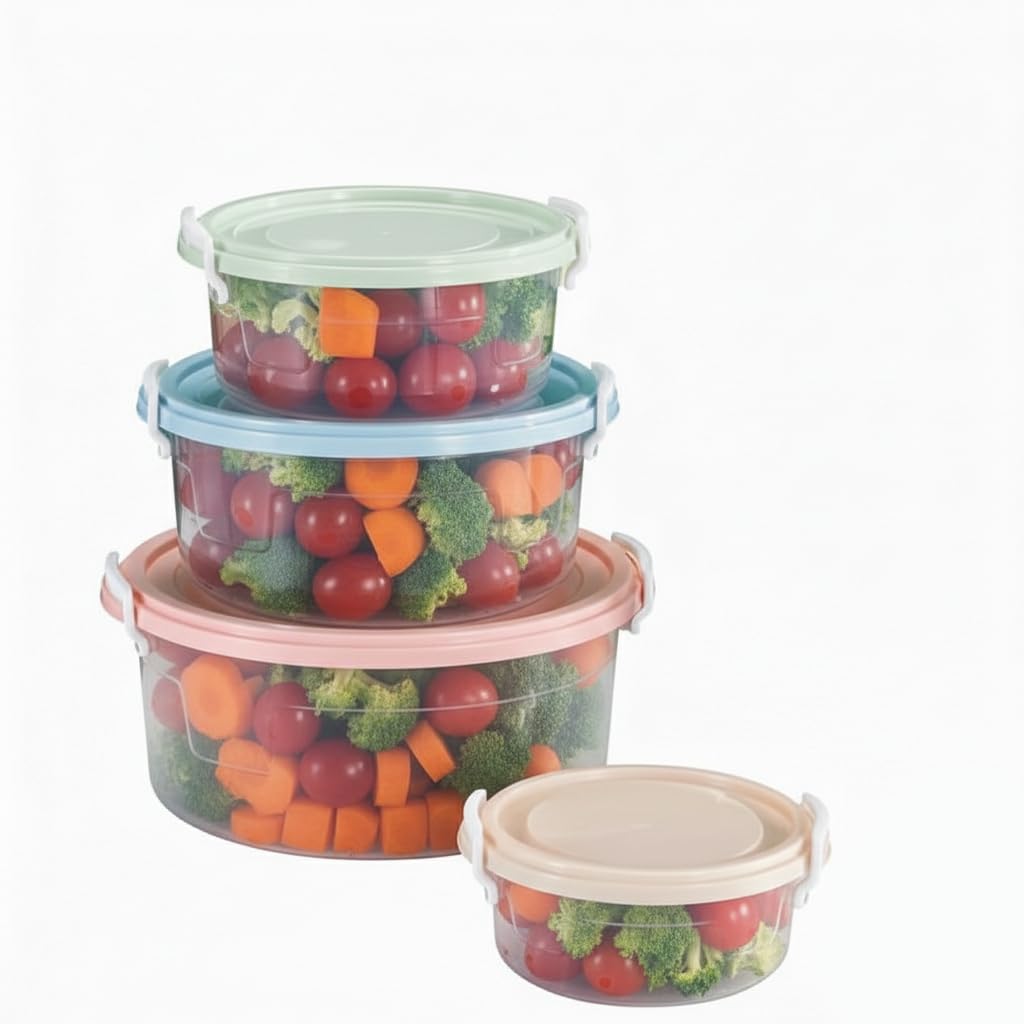 Xiran Fridge Storage Containers, Fridge Organiser Storage Boxes, Stackable Box, Plastic Refrigerator Containers For Vegetables, 