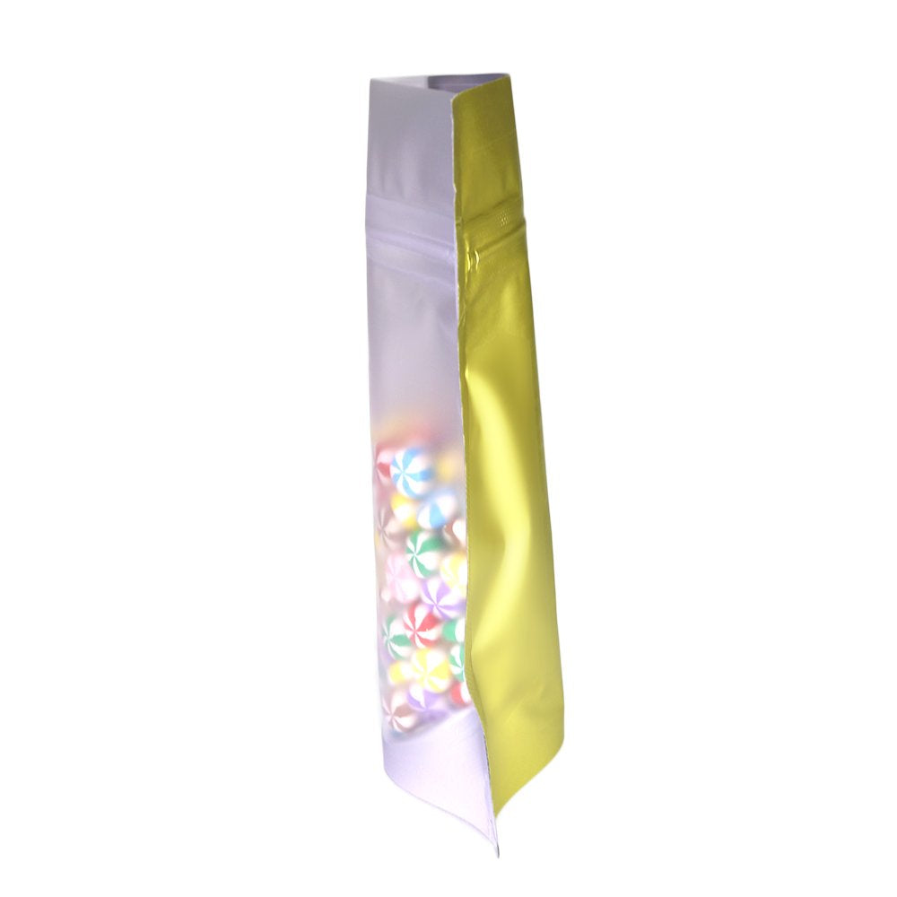 Qq Studio 100Pcs Matte Double-Sided Colored Stand-Up Bags (8.5X13Cm (3.3X5.1''), Translucent/Gold)