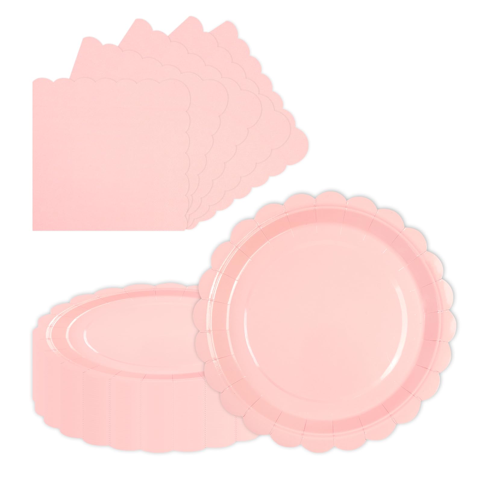 LDFDRT 40 pcs Pink Party Paper Plates and Napkins Disposable 9 inch 20 pcs Dessert Plates & 20 pcs Napkins Tableware for Fruit C