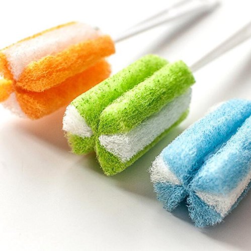 Upstore 3Pcs Soft Hanging Sponge Cleaning Brush Cleaner With Long Handle Cup Feeding Bottle Scrubber Washing Brushes For Coffee