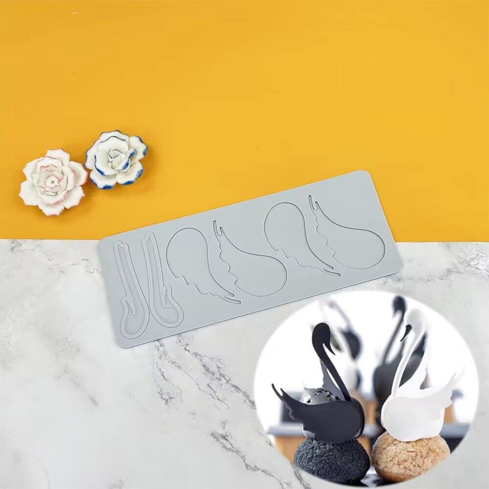 3D Hollow Leaf Fondant Lace Mold Multi Leaves Flower Candy Mold Chocolate Sugar Craft Cake Decoration Cupcake Top (K Swan_8.92 *