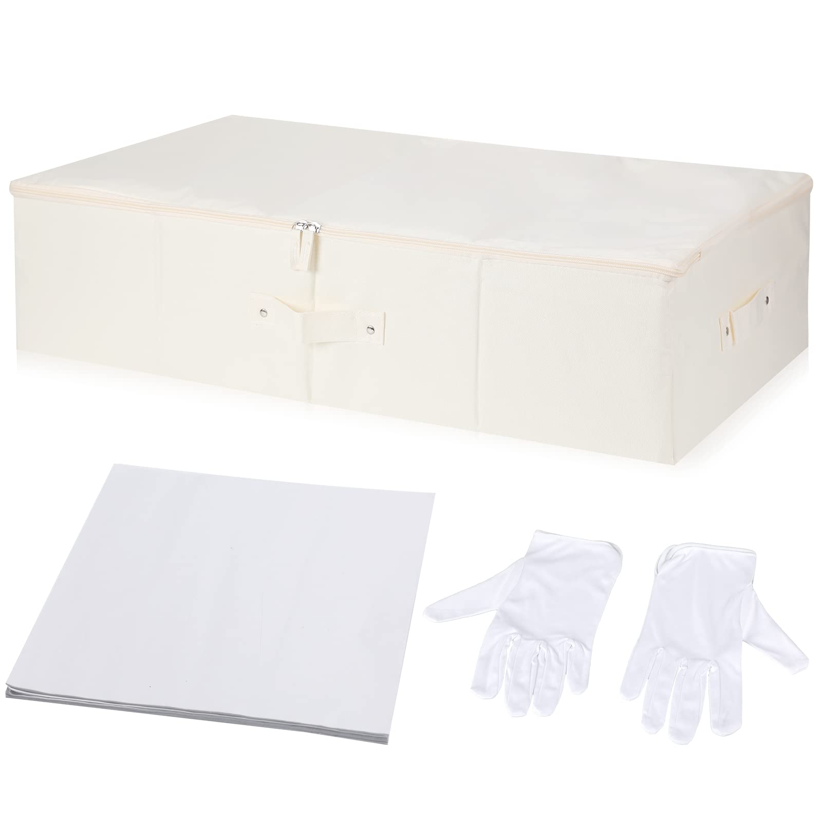 Glenmal Wedding Dress Preservation Box Kit Wedding Dress Storage Box with 1 Pair Microfiber Gloves and 100 Sheets of Acid Free T