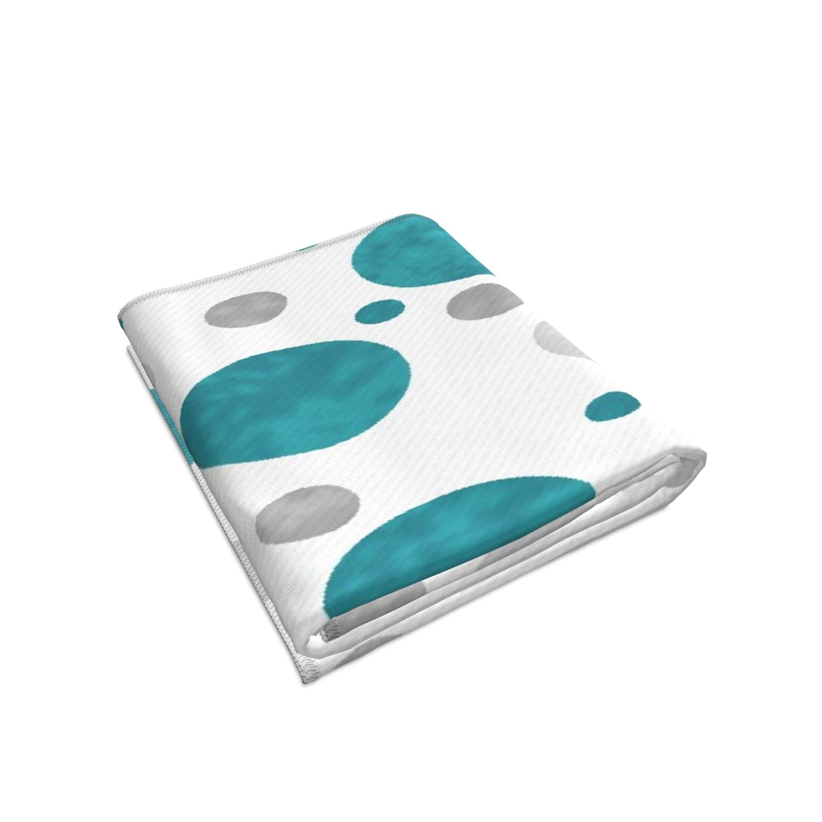 Covasa Polka Dot Hand Towels For Bathroom Set Of 2 Blue Aqua Teal Gray Polka Dots Pattern Abstract Circles Classic Contemporary