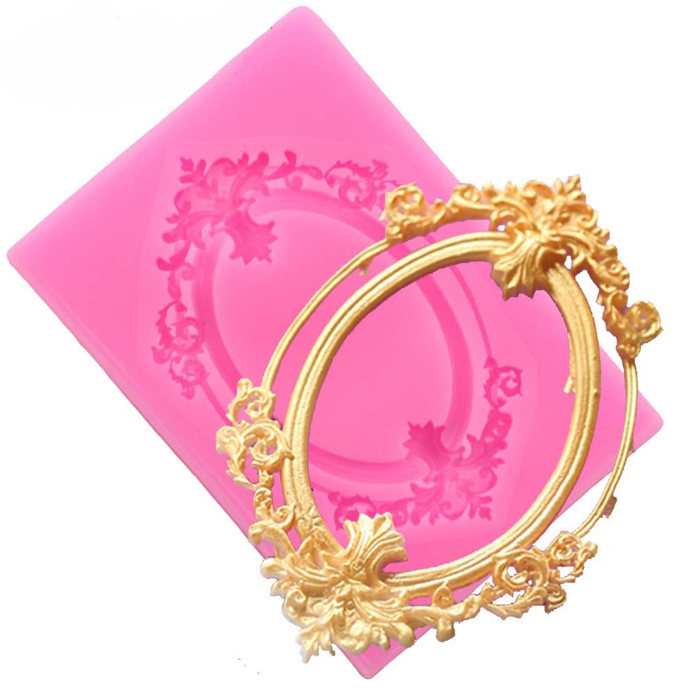 4Pcs Baroque Style Curlicues Scroll Lace Photo Frame Silicone Molds For Diy Fondant Candy Making Chocolate Mold Desserts Gum Cla