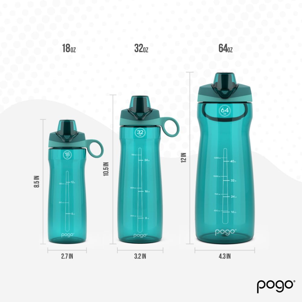 Pogo BPA-Free Tritan Plastic Water Bottle with Chug Lid 18 Oz  Teal