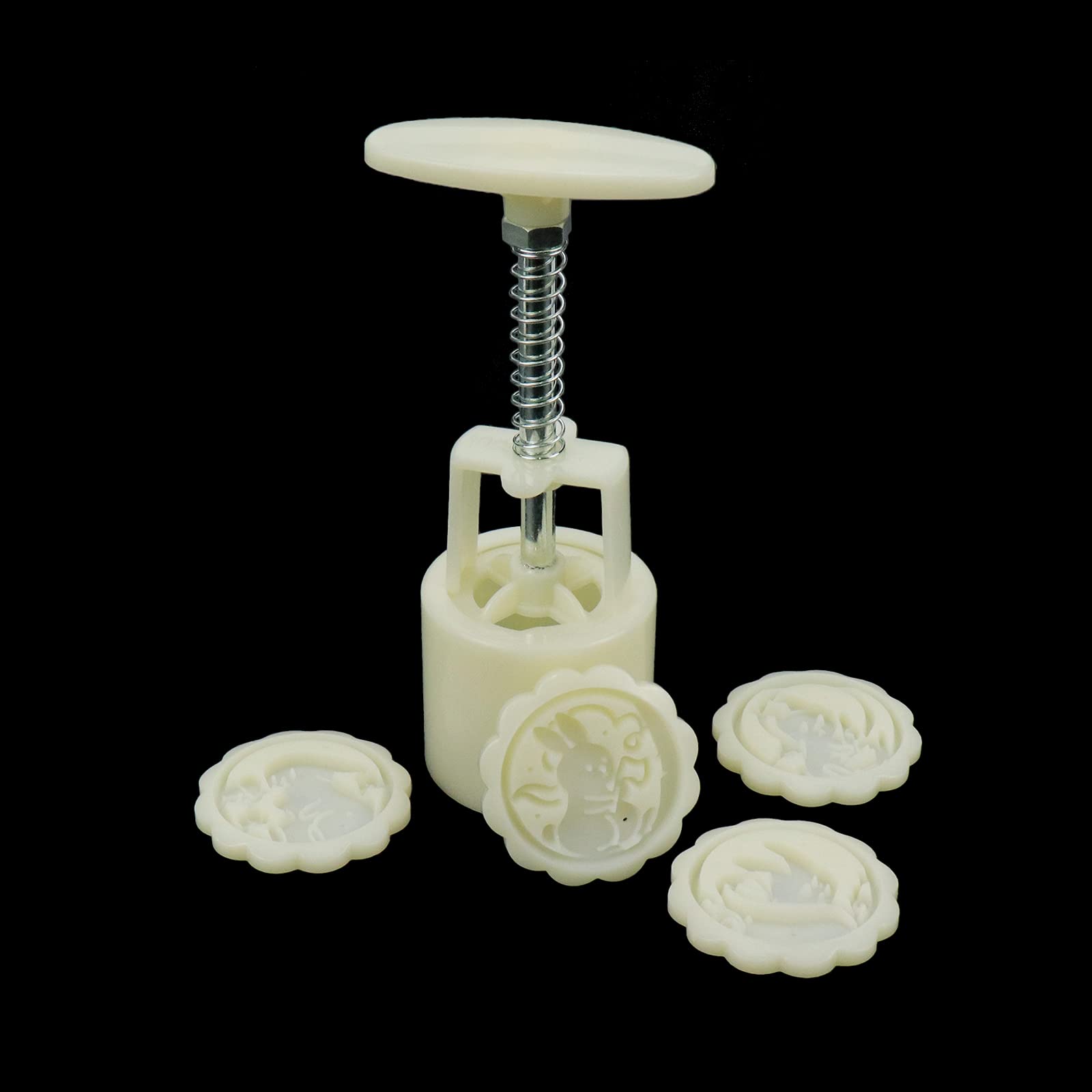 Semetall Cookie Stamp Moon Cake Mold Set  DIY Festival Decoration Tools 4Pcs 50g Rabbit Mold Adjustable Cookie Cake Press Cutter Cake Mold