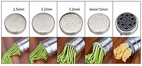 Hovico Press Pasta Machine,Stainless Steel Manual Noodles,5 Interchangeable Discs For Fine,Professional Fresh Pasta Machine Lasa